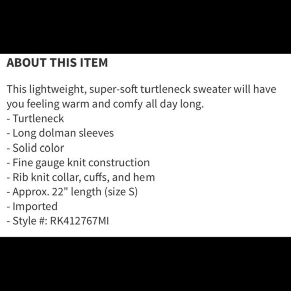 🌺ABOUND DOLMAN TURTLENECK SWEATER NWT - Picture 10 of 10